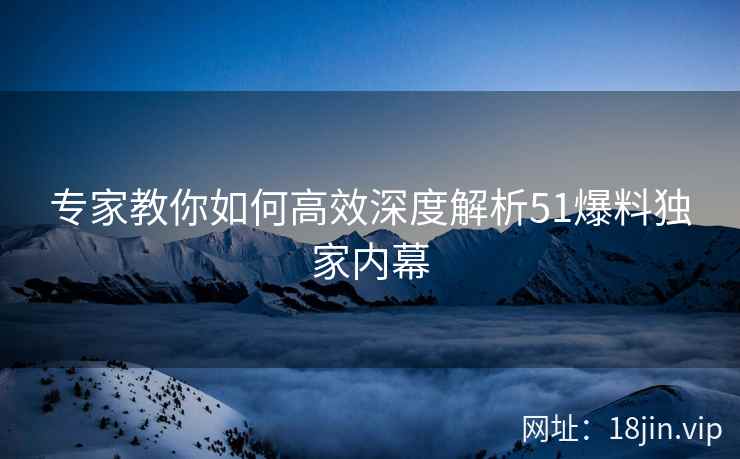 专家教你如何高效深度解析51爆料独家内幕