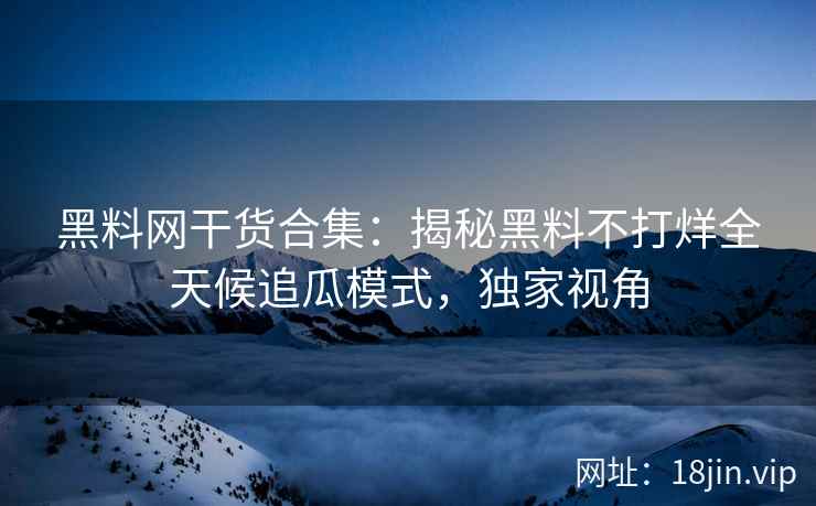 黑料网干货合集：揭秘黑料不打烊全天候追瓜模式，独家视角