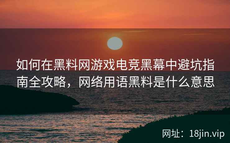 如何在黑料网游戏电竞黑幕中避坑指南全攻略，网络用语黑料是什么意思